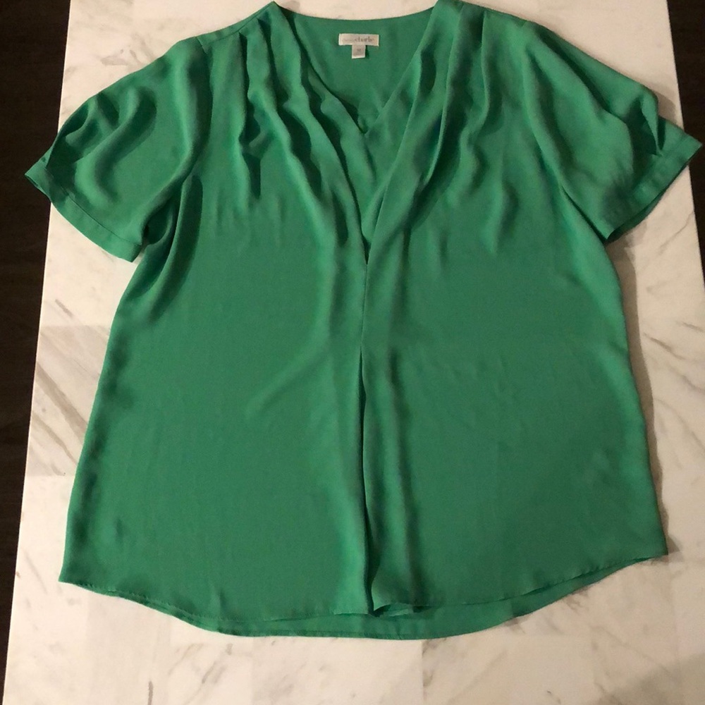 Green Double V Blouse